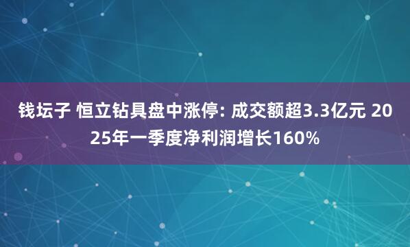 钱坛子 恒立钻具盘中涨停: 成交额超3.3亿元 2025年一季度净利润增长160%