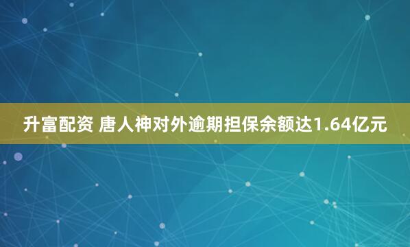 升富配资 唐人神对外逾期担保余额达1.64亿元